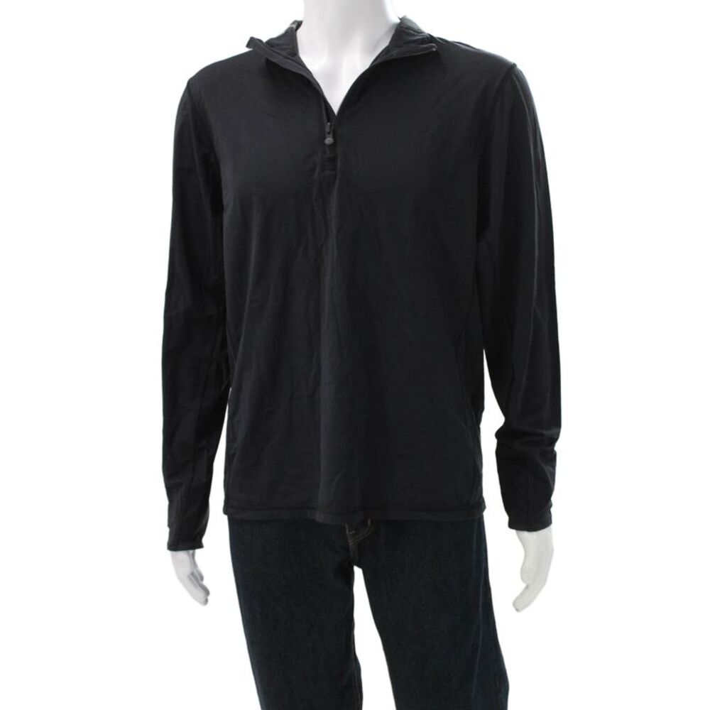 Greyson Mens 1/2 Zipper Mock Neck Long Sleeves Shirt Black Size Medium